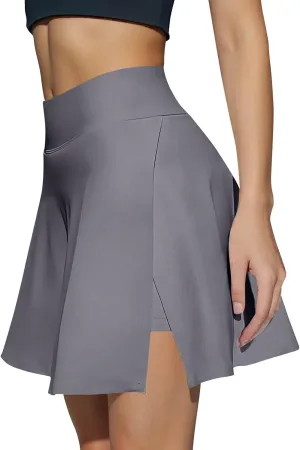 Tennis Skirts for Women with Shorts Underneath High Waisted Slit Golf Skort with Pockets Pickleball Athletic Skirt