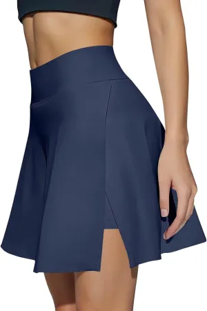 Tennis Skirts for Women with Shorts Underneath High Waisted Slit Golf Skort with Pockets Pickleball Athletic Skirt