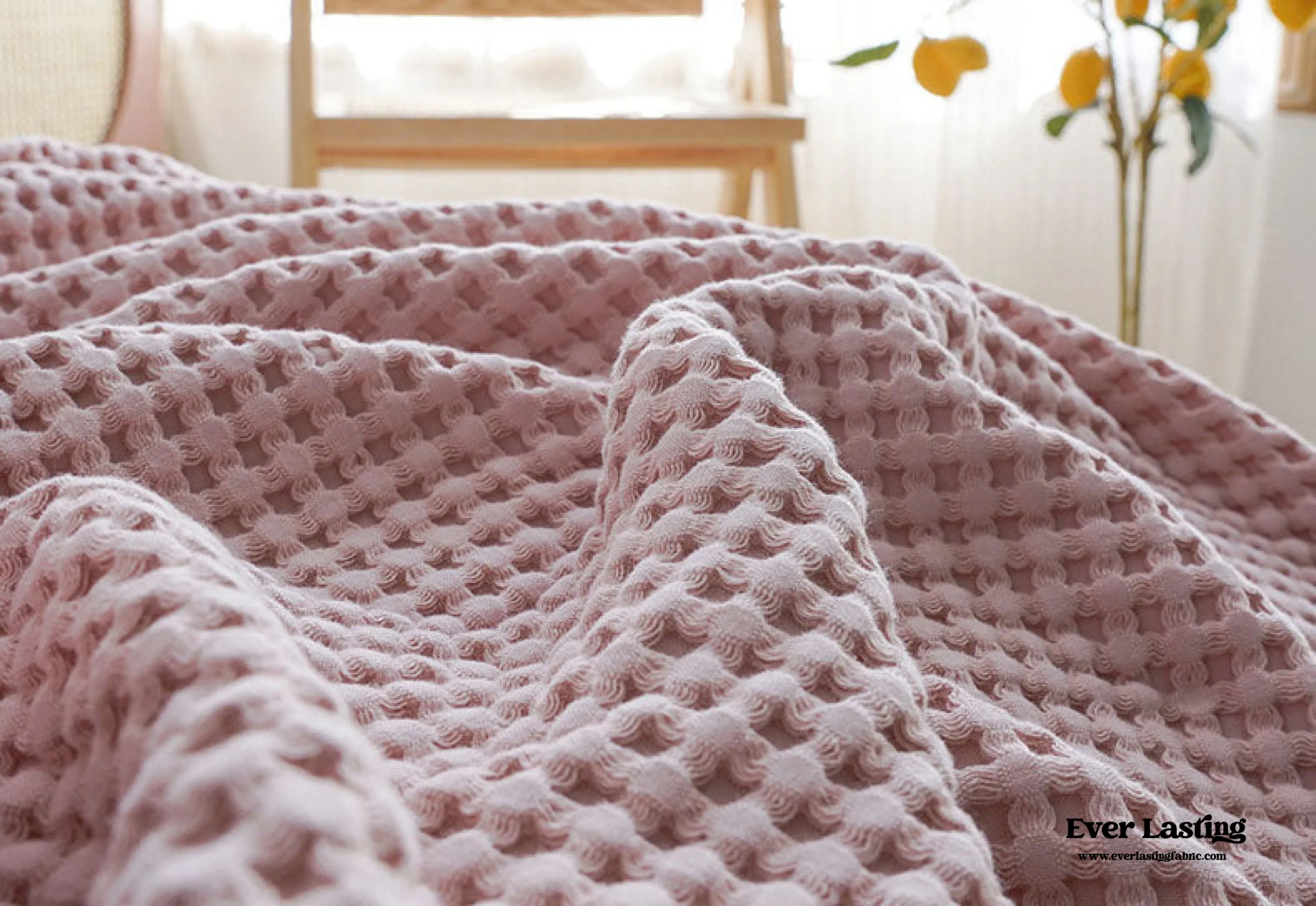 Textured Ruffle Cotton Blanket / Blue