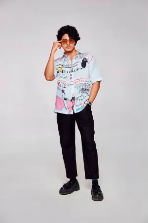 The Bold Expression Printed Pure Linen Short Sleeve Shirt Unisex