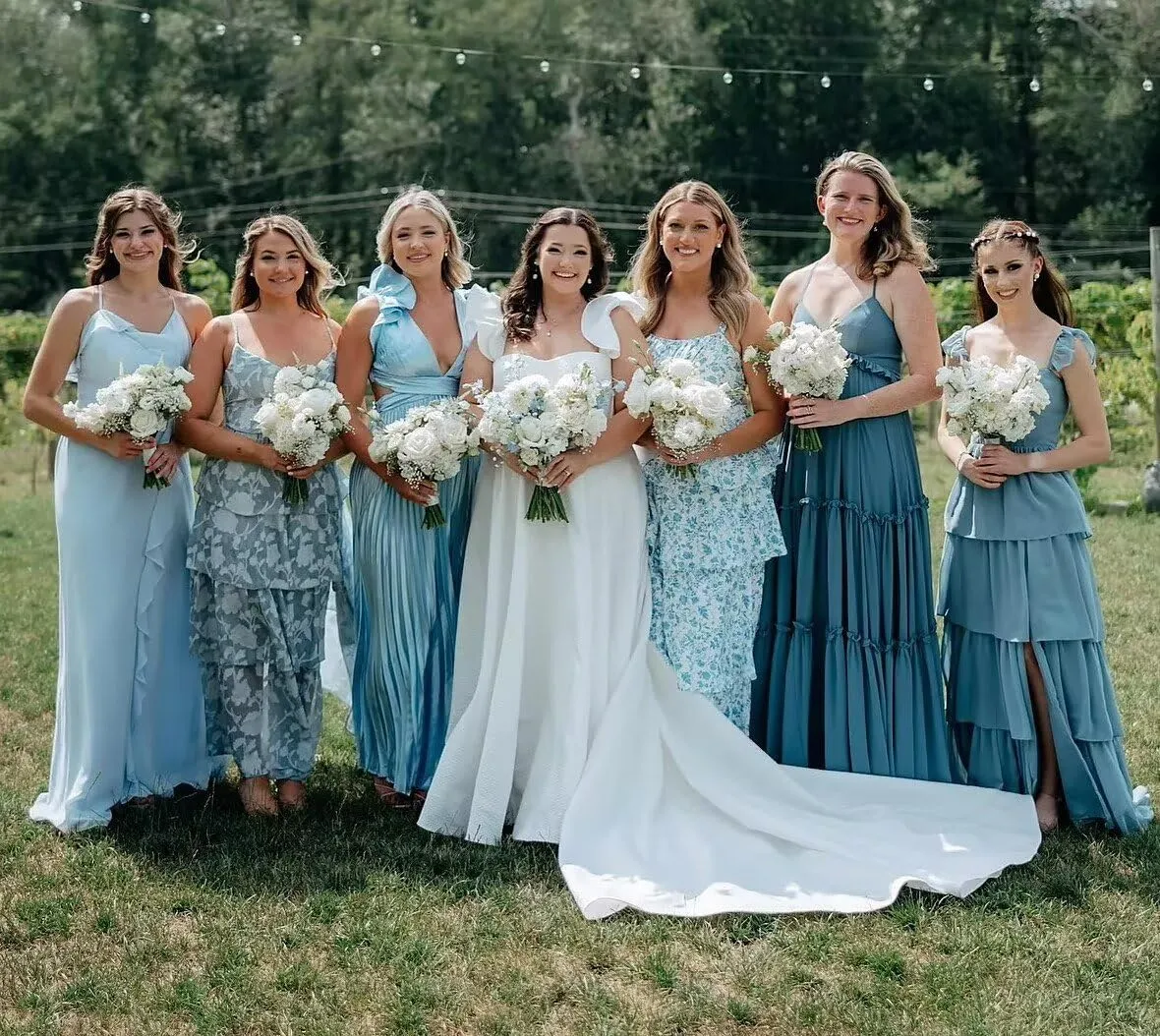 Tiered Bridesmaid Dresses for Women Spaghetti Strap Chiffon Long Formal Evening Dresses with Slit