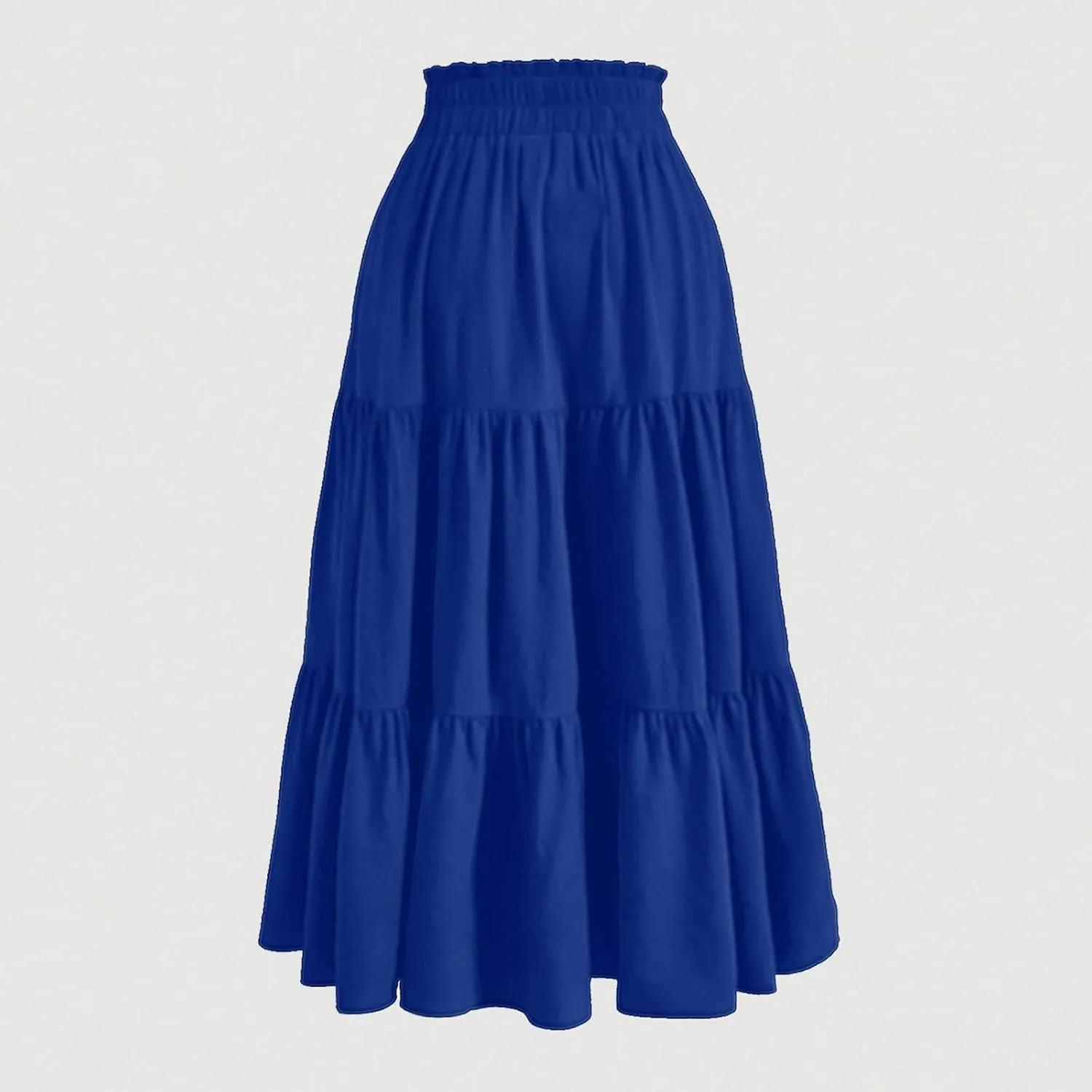 Tiered Maxi Skirts for Women Comfy Ruffle Hem Flowy Swing Elastic High Waisted Summer Cover Ups Long Skorts