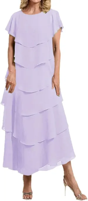 Tiered Mother of The Bride Dresses for Wedding 2025 Chiffon Formal Dresses Grandmother of Bride Dress