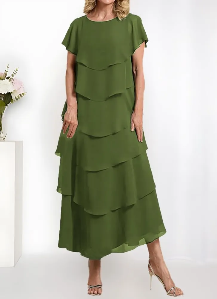 Tiered Mother of The Bride Dresses for Wedding 2025 Chiffon Formal Dresses Grandmother of Bride Dress