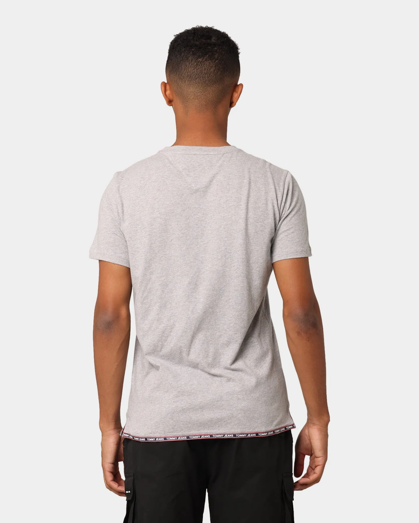 Tommy Jeans Branded Tape Hem T-Shirt Light Grey Heather