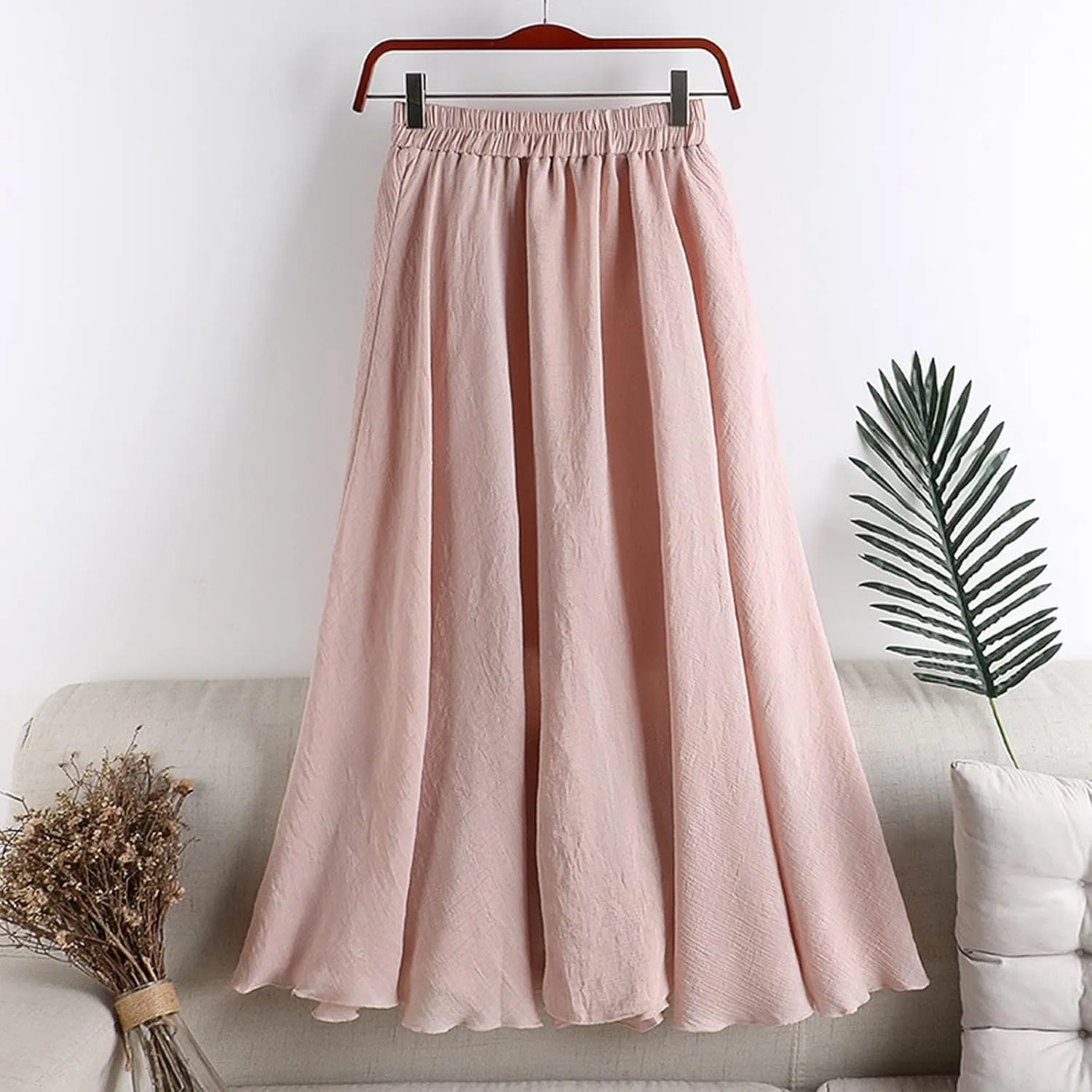 Trendy Womens Skirts Summer Loose Solid Color Elastic Cute Summer Skirt Athletic Women's Sexy Skirts Cotton Slimming