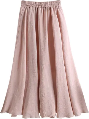 Trendy Womens Skirts Summer Loose Solid Color Elastic Cute Summer Skirt Athletic Women's Sexy Skirts Cotton Slimming