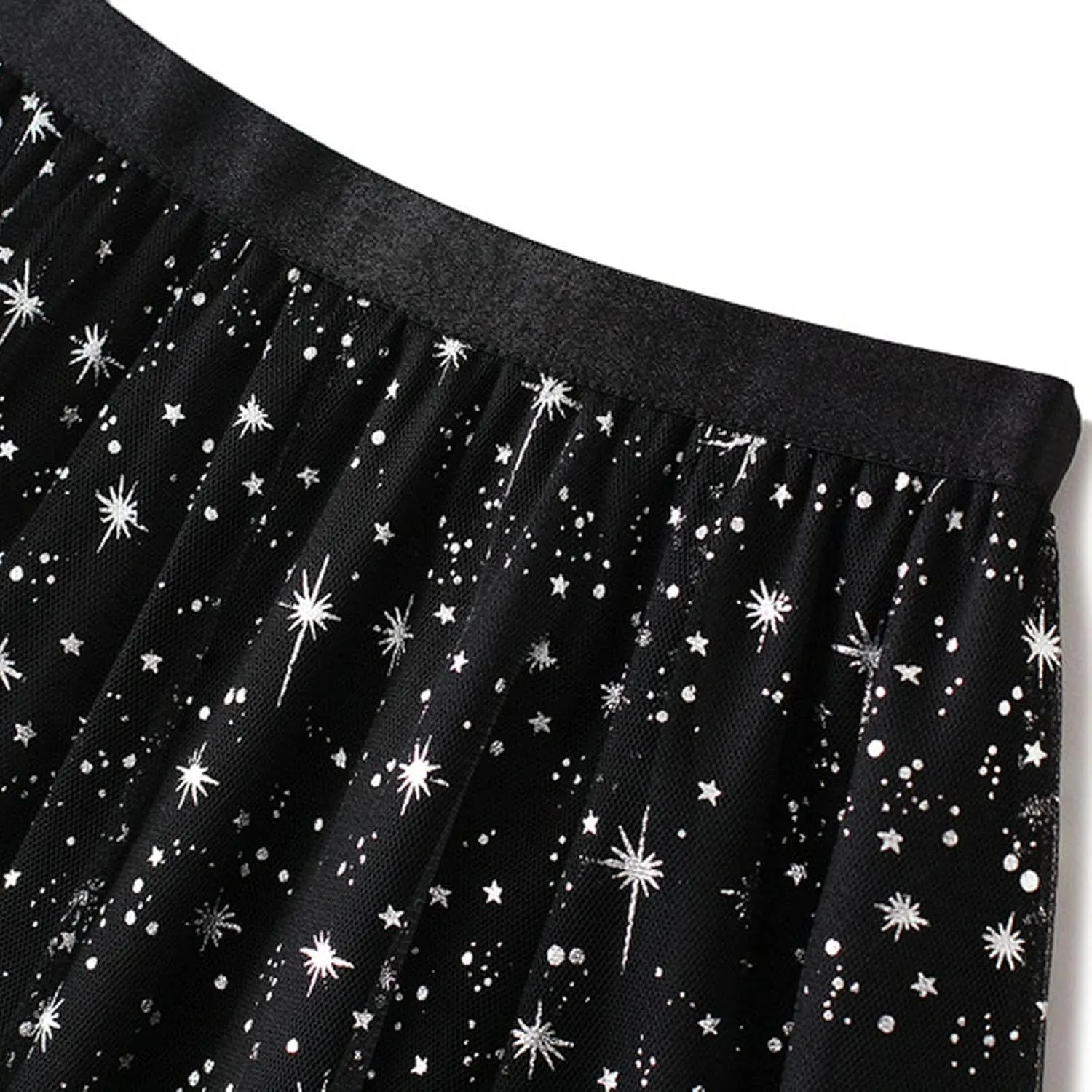 tuduoms Long Tulle Skirt Womens Sequin Glitter Party Skirt Pleated Aline Layered Tutu Skirt Mesh Flowy Midi Maxi Skirt Dress