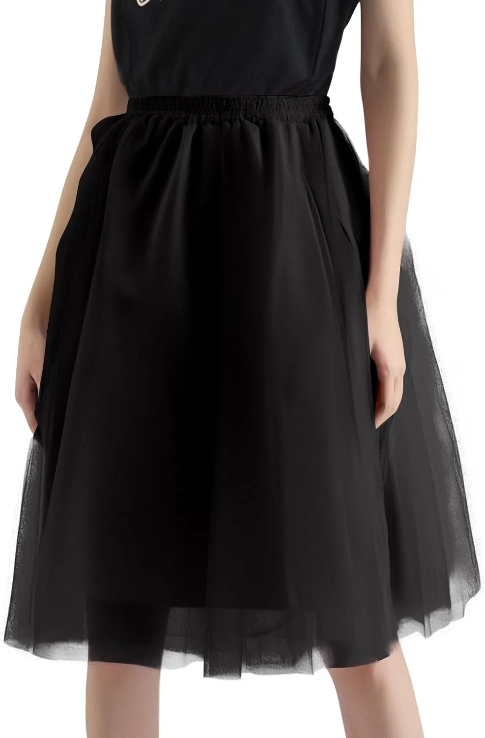 Tulle Skirts for Women Midi Layered Skorts Elastic High Waisted A Line Skirt Tutu Skirt for Prom Party