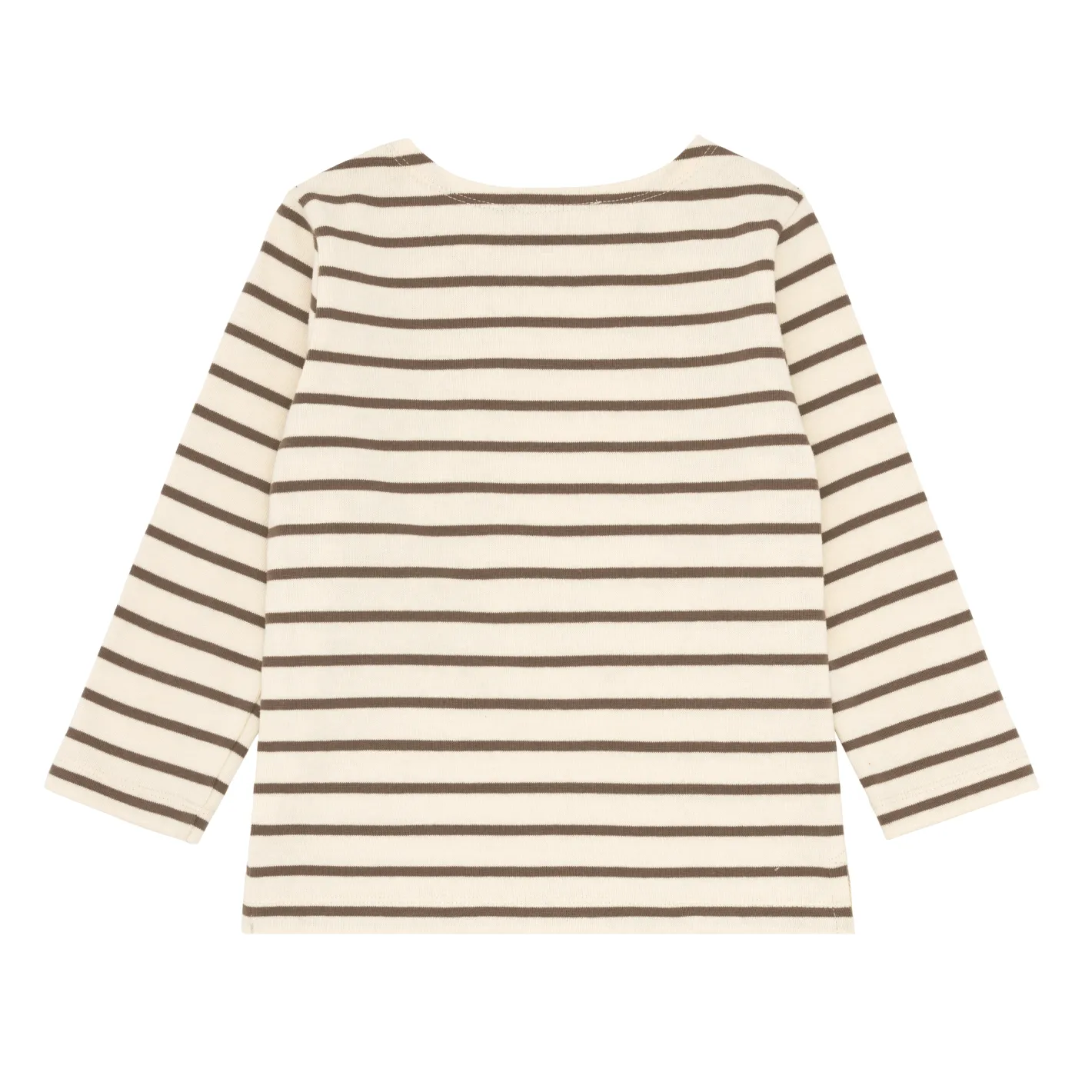unisex brown and crème breton stripe long sleeve tee