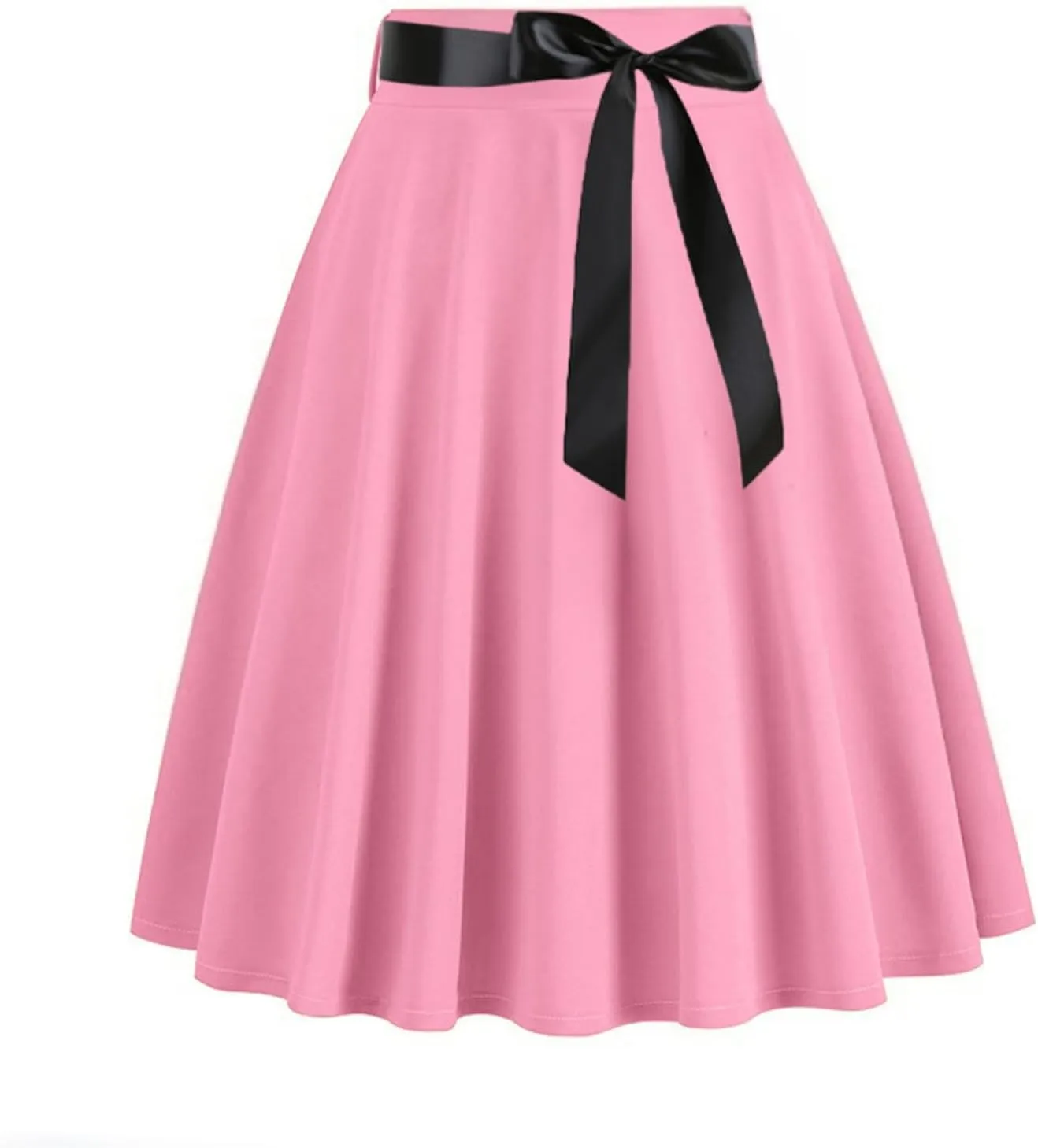 Vintage Skirts for Women Elastic High Waist Stretch Swing Party Skirt Pleated A Line Flared Midi Dress