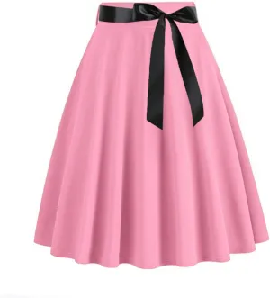 Vintage Skirts for Women Elastic High Waist Stretch Swing Party Skirt Pleated A Line Flared Midi Dress