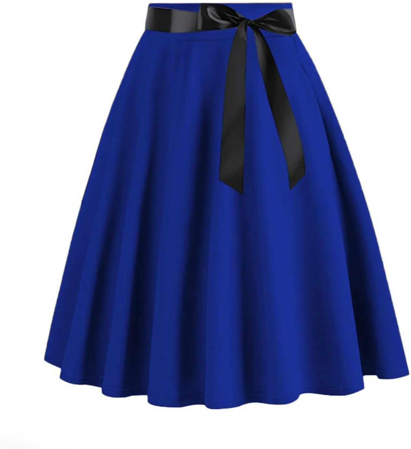 Vintage Skirts for Women Elastic High Waist Stretch Swing Party Skirt Pleated A Line Flared Midi Dress