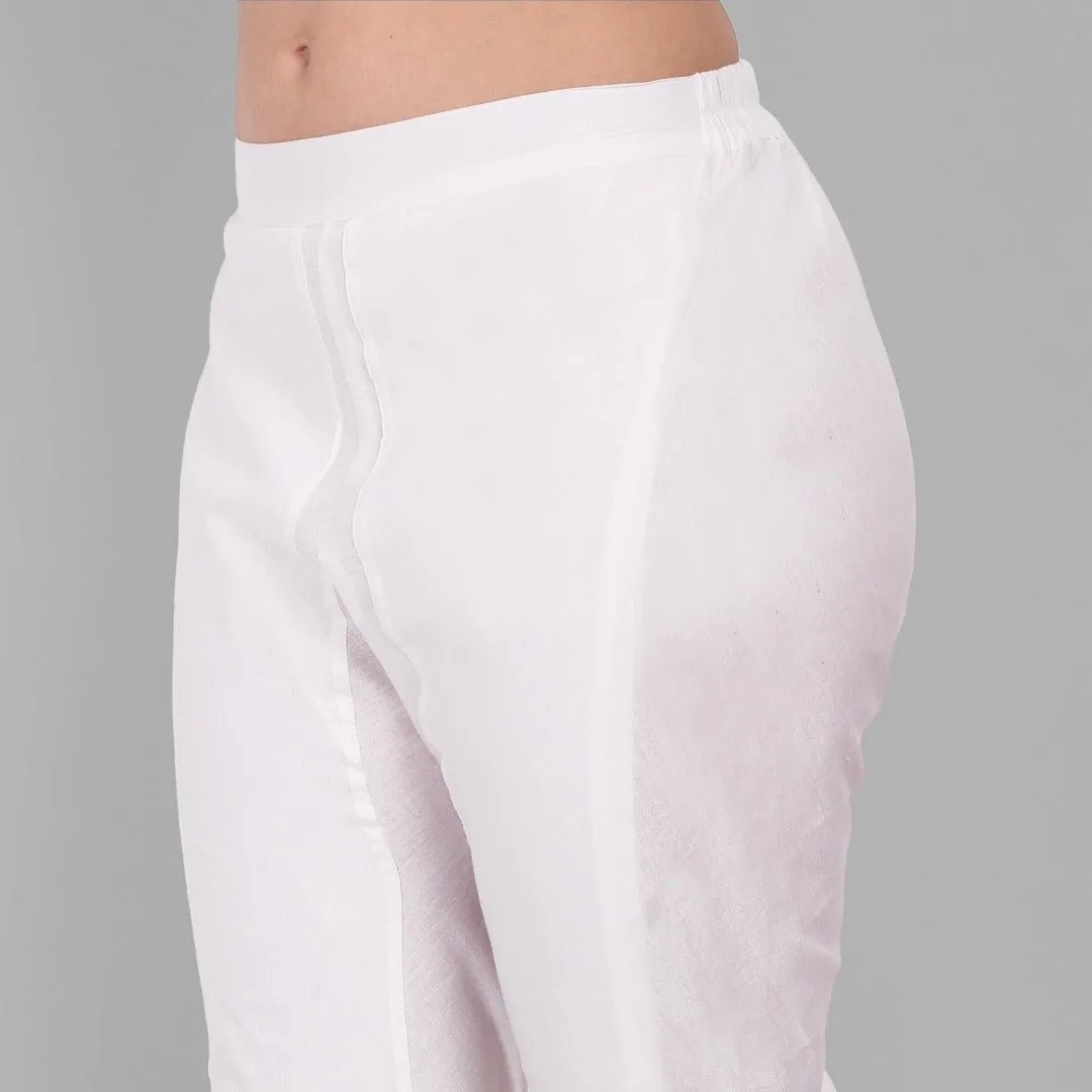 White Cotton Tulip Pants