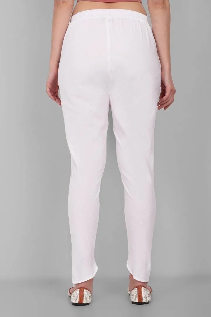 White Cotton Tulip Pants