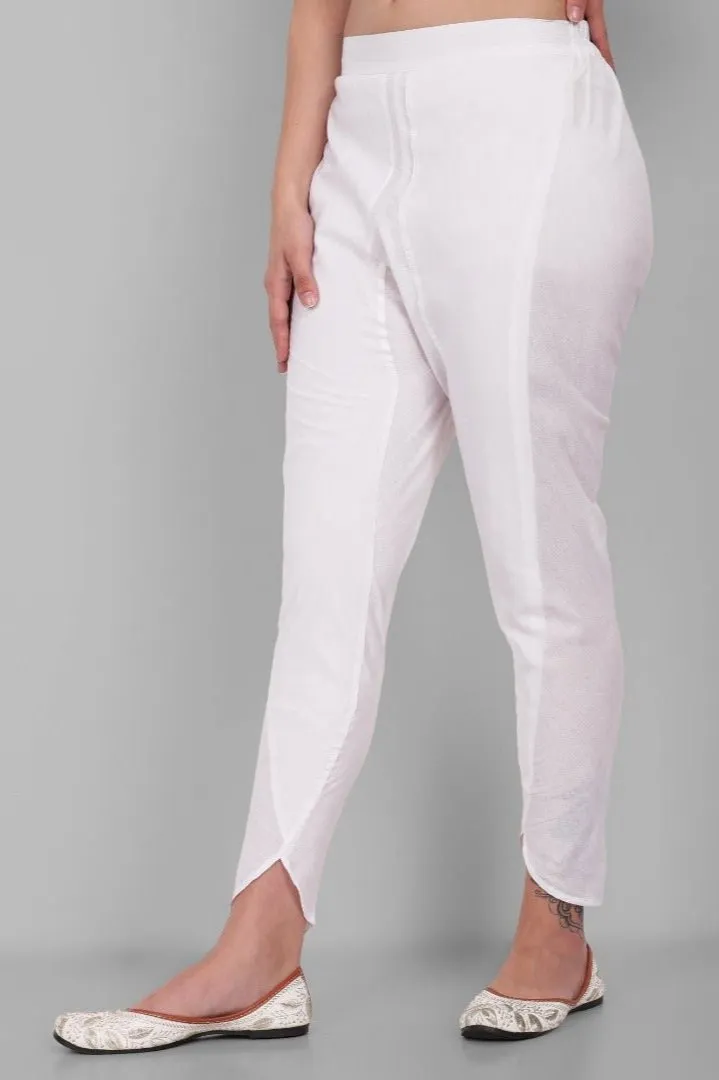 White Cotton Tulip Pants