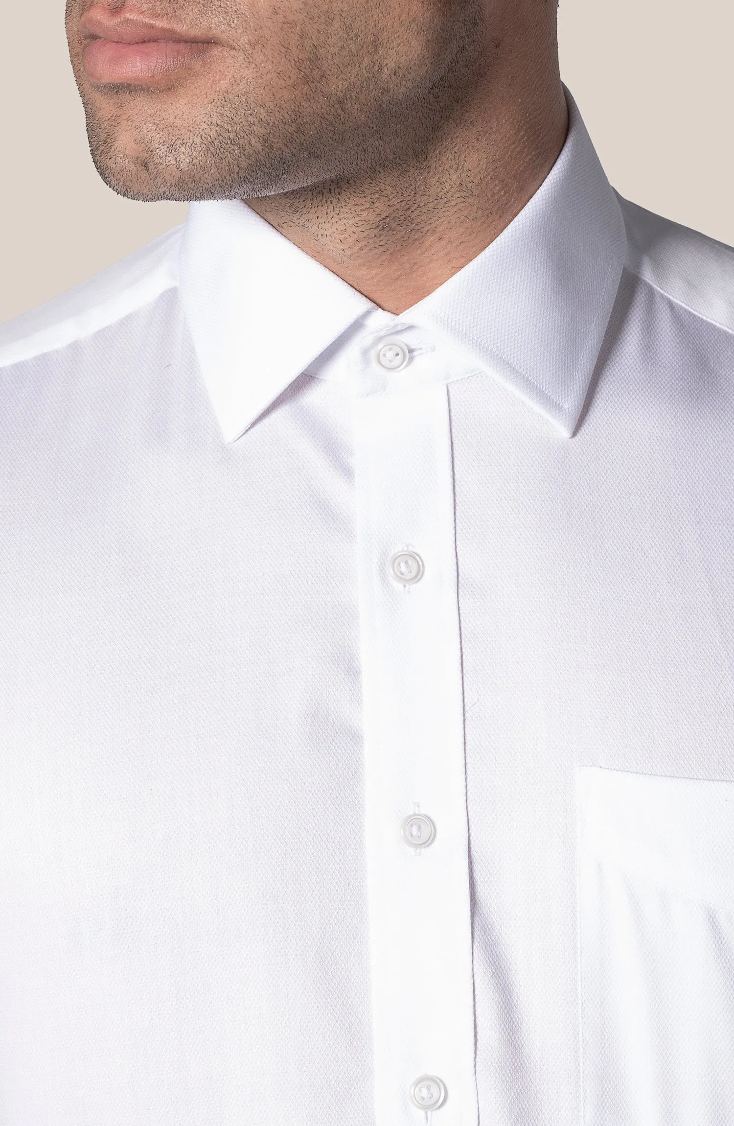 White Net Pattern Dobby Shirt