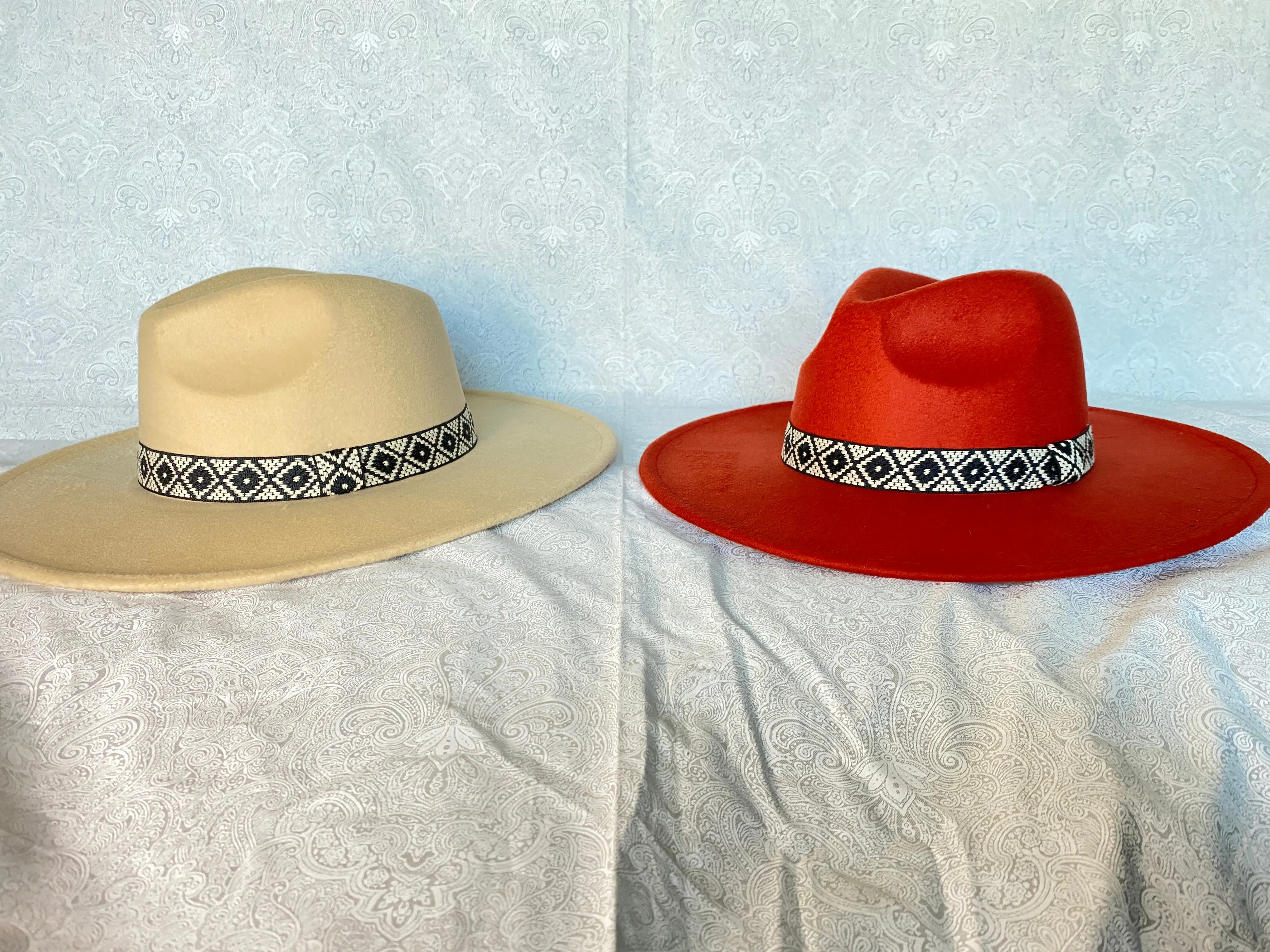 Wide Brim Hat with Aztec Trim