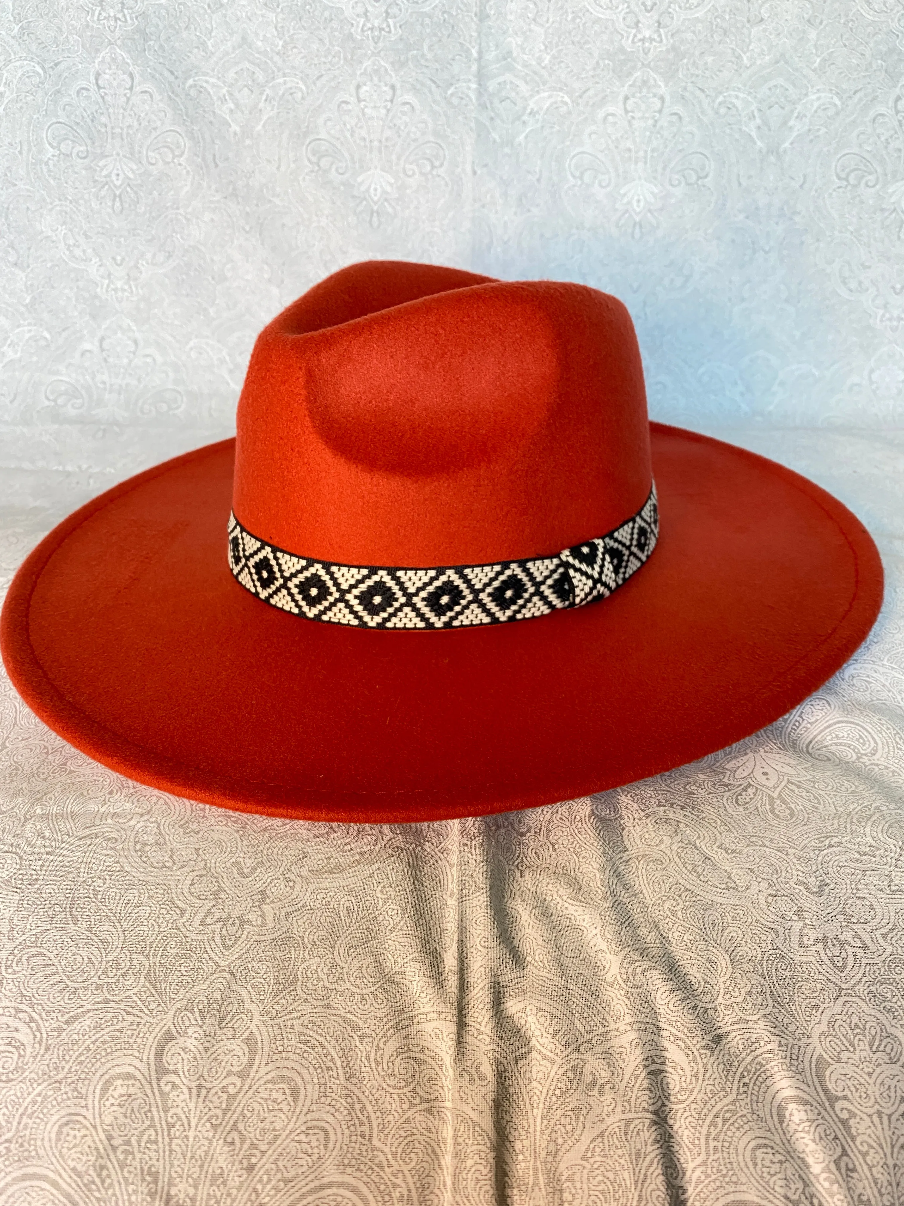 Wide Brim Hat with Aztec Trim