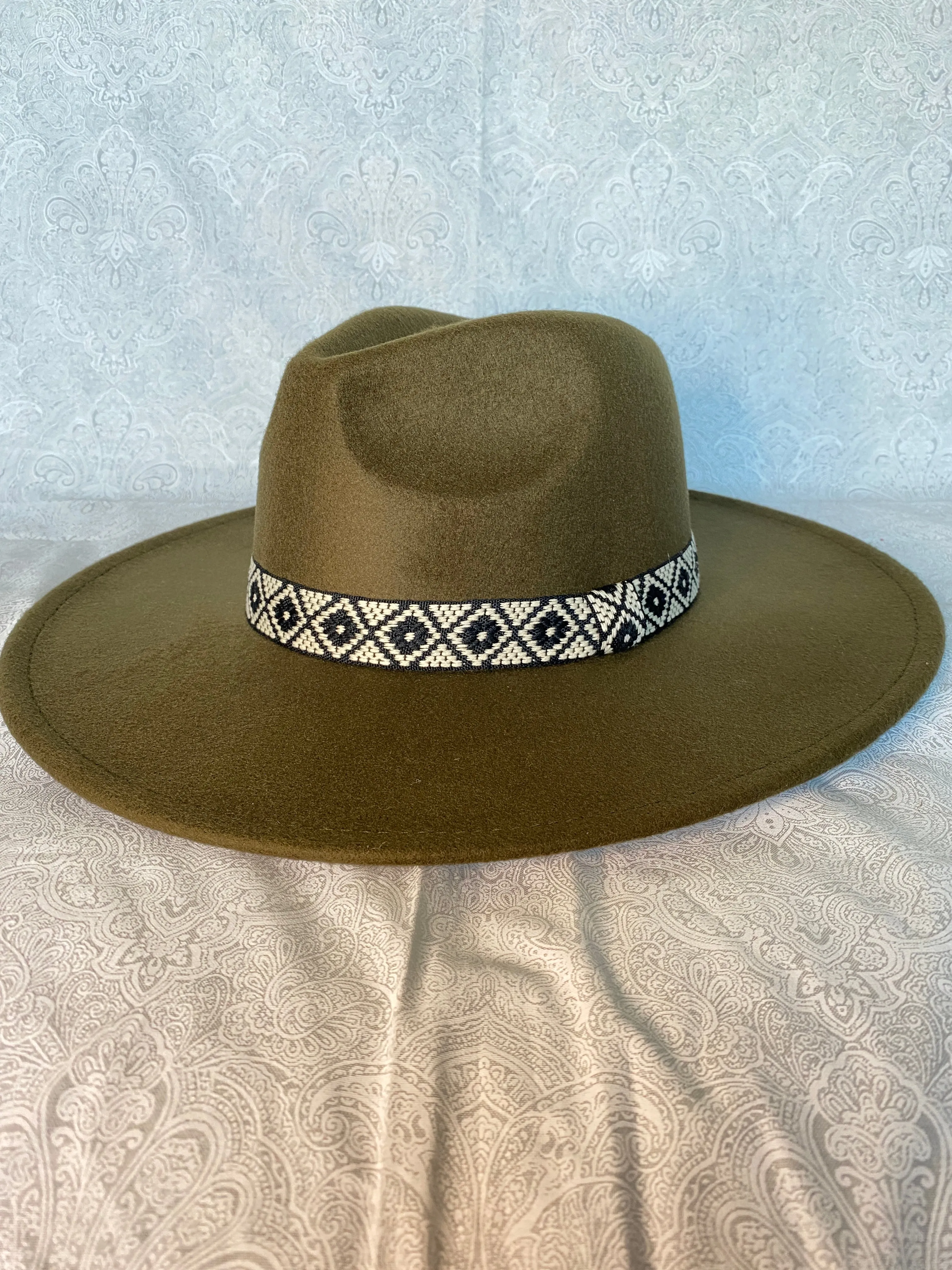 Wide Brim Hat with Aztec Trim