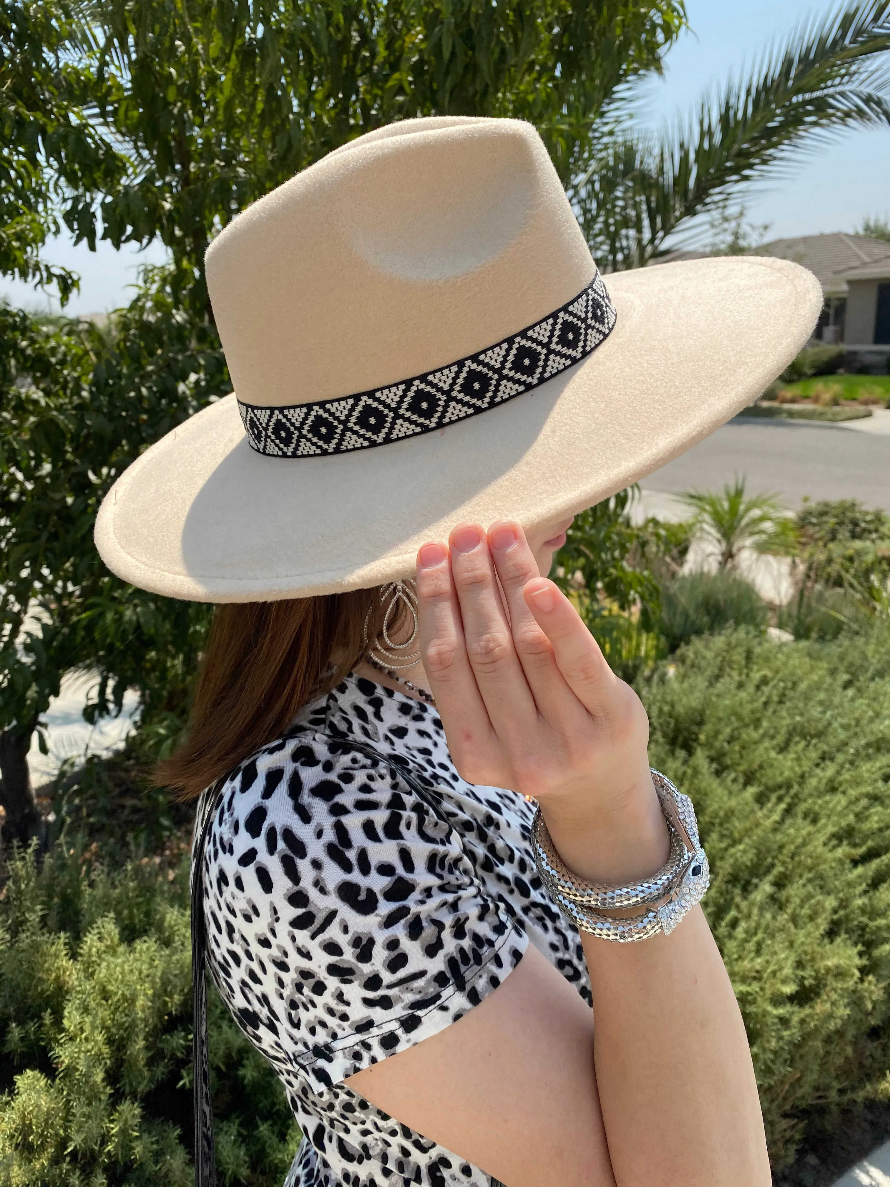 Wide Brim Hat with Aztec Trim