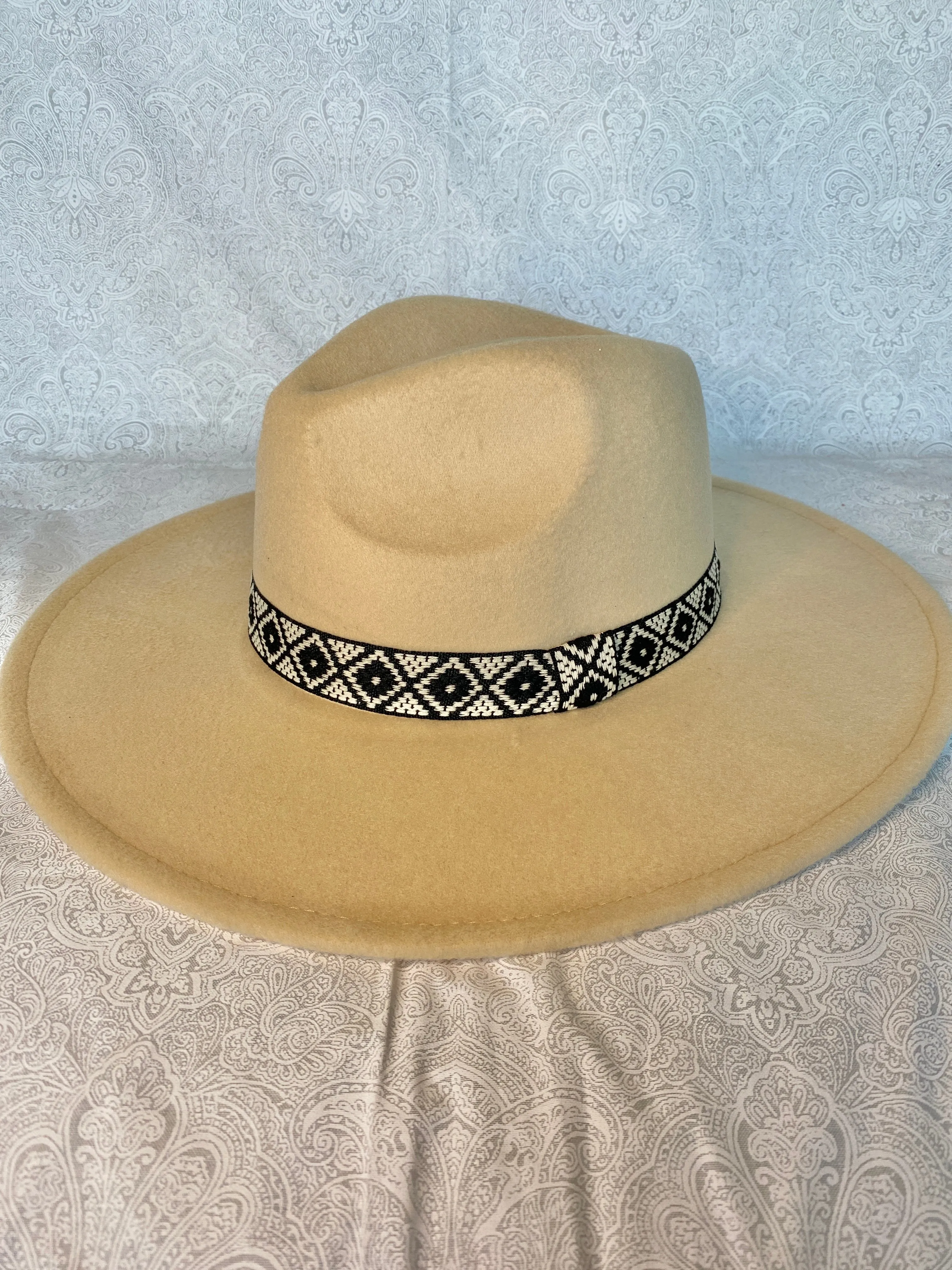 Wide Brim Hat with Aztec Trim