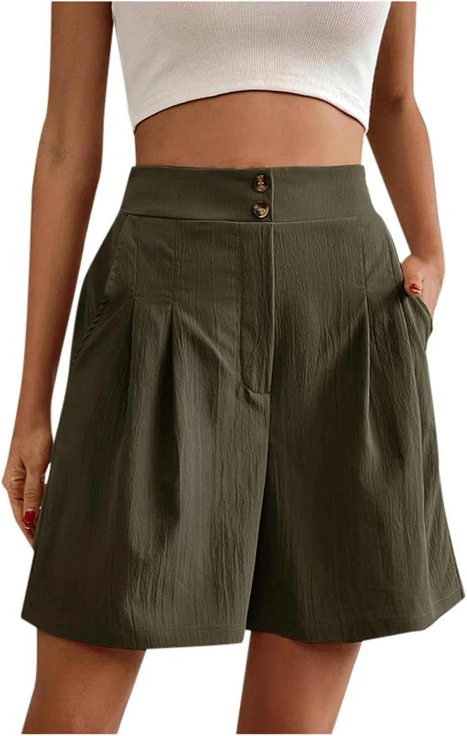 Wide Leg Shorts for Women 2024 Casual High Waisted Elegant Dress Shorts Lightweight Straight-Legs Short Trousers with Pockets