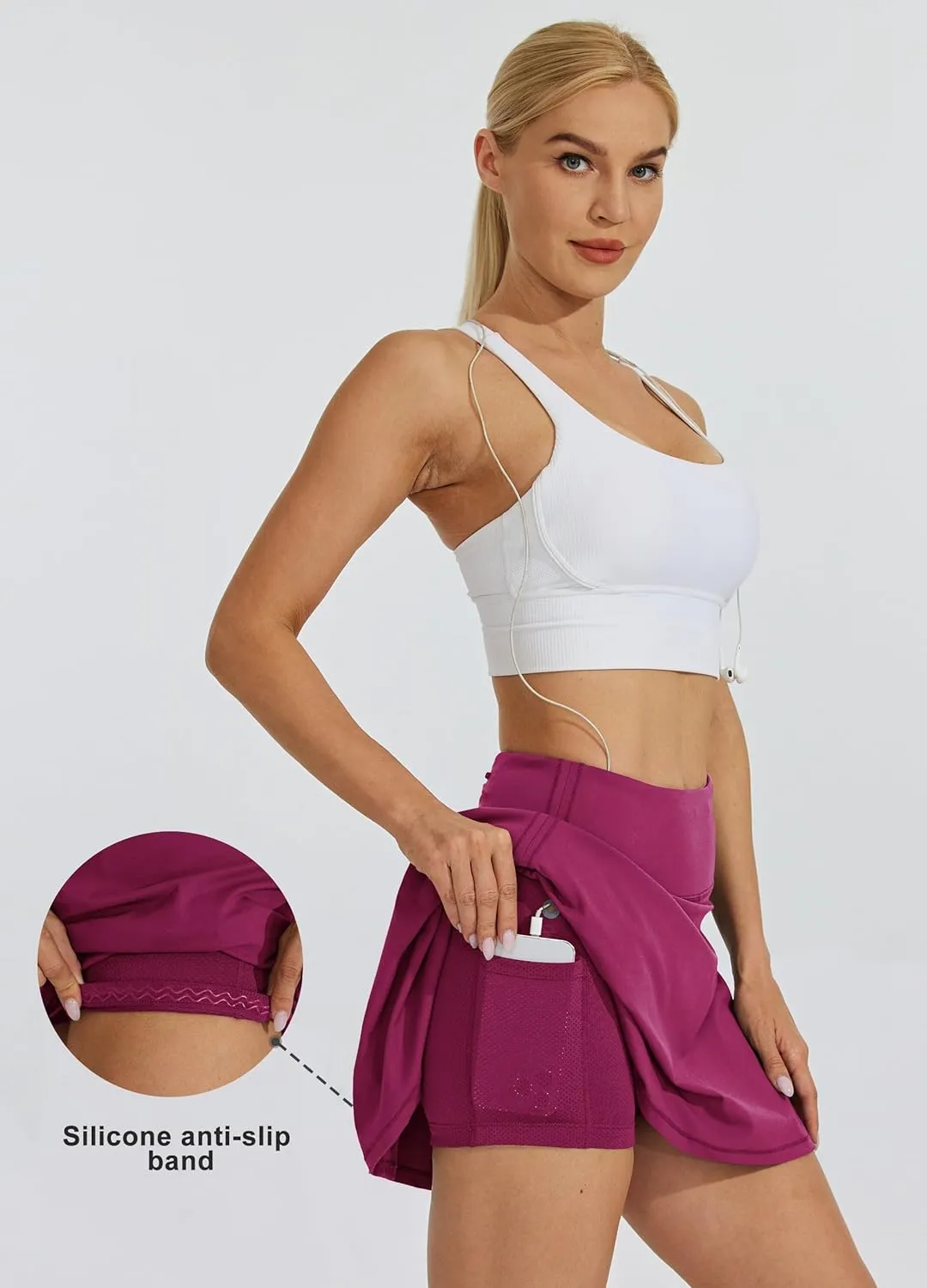 Willit Women's Tennis Skirts High Waisted Athletic Running Skorts Skirts with Shorts Pockets