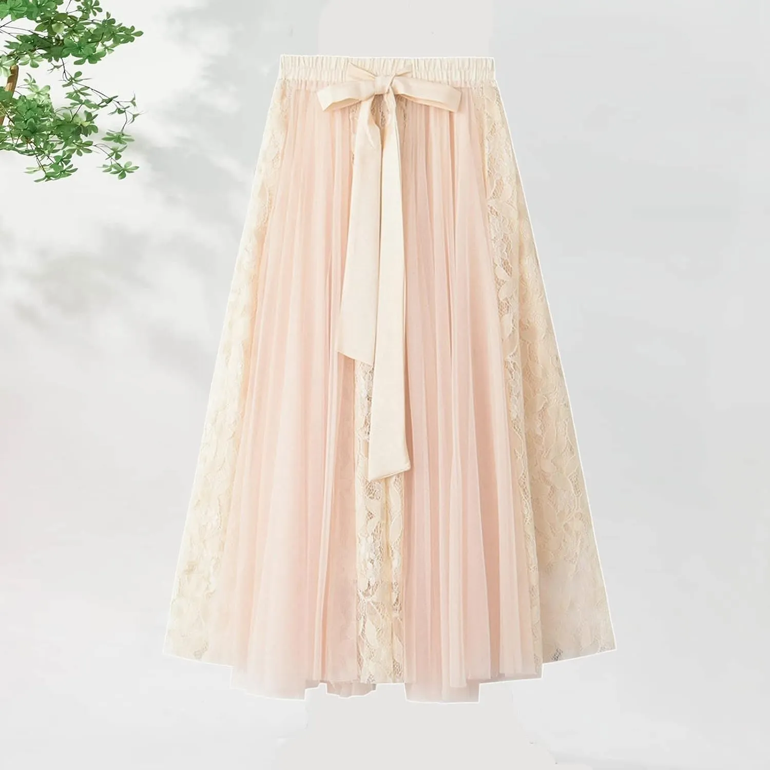 Women A Line Tulle Tutu Skirts Elastic High Waisted Plus Size Stretch Maxi Skirt Pleated Party Summer Dress