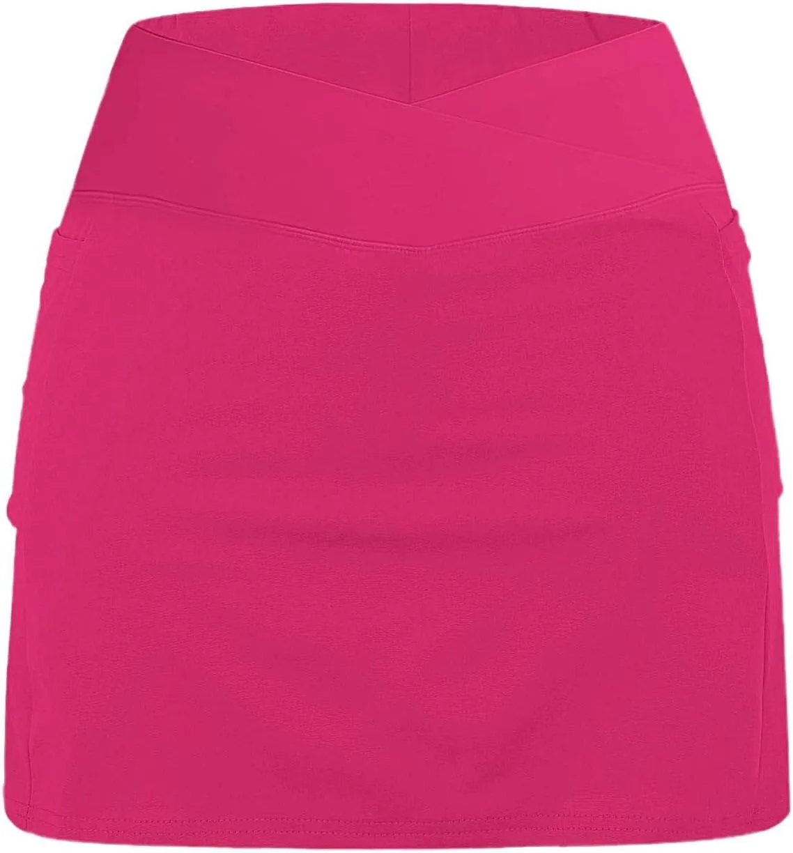 Women Athletic Tennis Skorts with Pockets 2 in 1 Golf Skirt Crossover High Waisted Sports Skorts Built-in Shorts
