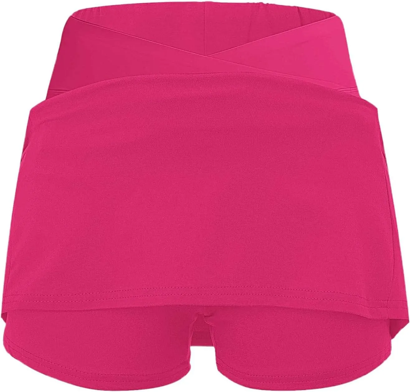 Women Athletic Tennis Skorts with Pockets 2 in 1 Golf Skirt Crossover High Waisted Sports Skorts Built-in Shorts