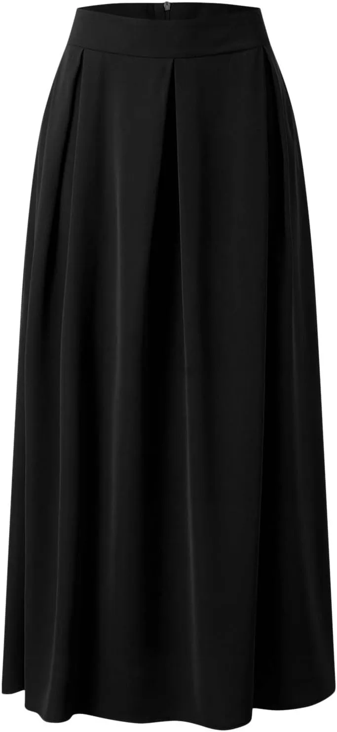 Women Black Skirt Women's 2024 Bohemian Long Skirts Flowy High Waist a Line Maxi Skirts for Women Summer Pleated Skirts