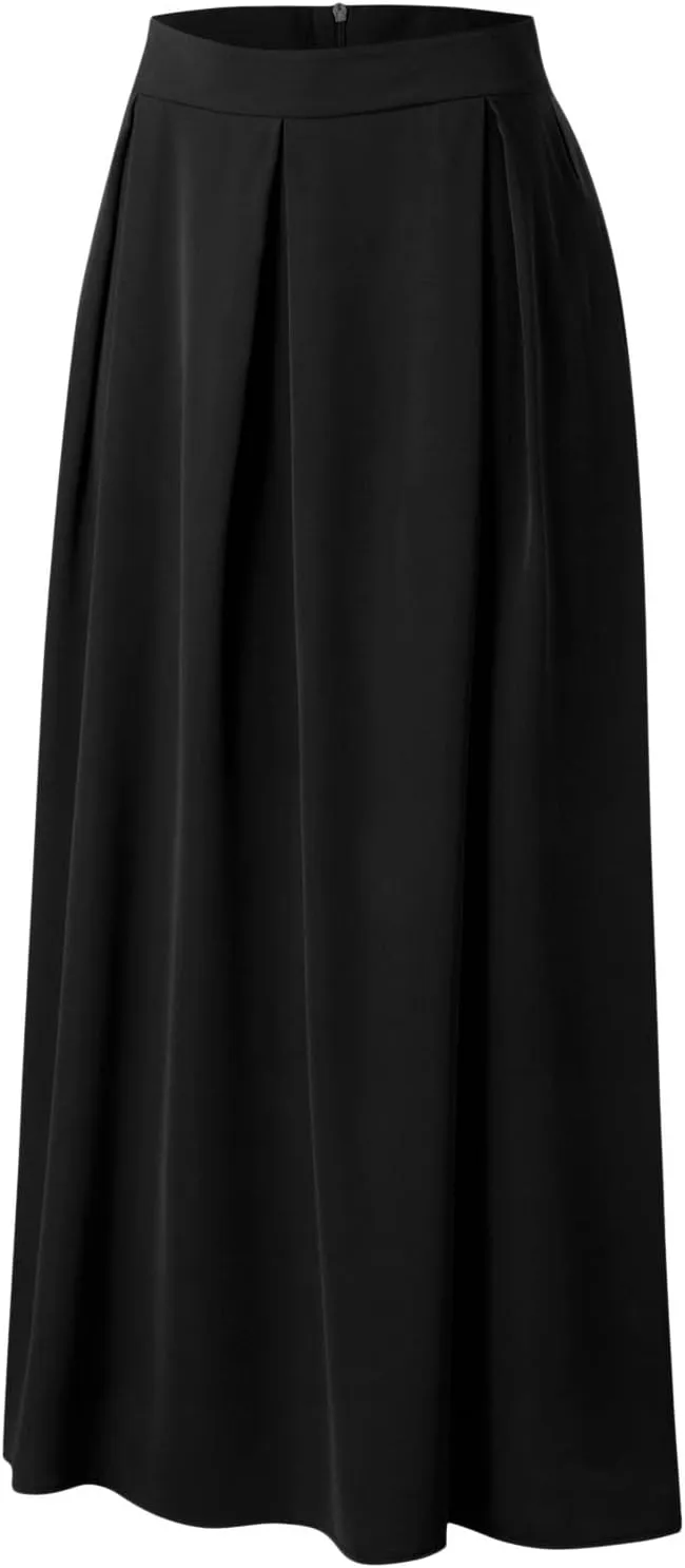 Women Black Skirt Women's 2024 Bohemian Long Skirts Flowy High Waist a Line Maxi Skirts for Women Summer Pleated Skirts