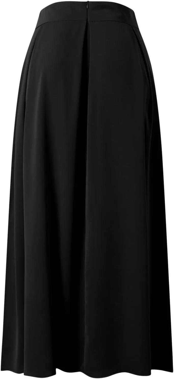 Women Black Skirt Women's 2024 Bohemian Long Skirts Flowy High Waist a Line Maxi Skirts for Women Summer Pleated Skirts