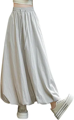 Women Bubble Maxi Skirt Elastic Waist Pleated Puff Long Skirts Solid Color A Line Y2k Dress Flowy Summer Boho Clothes
