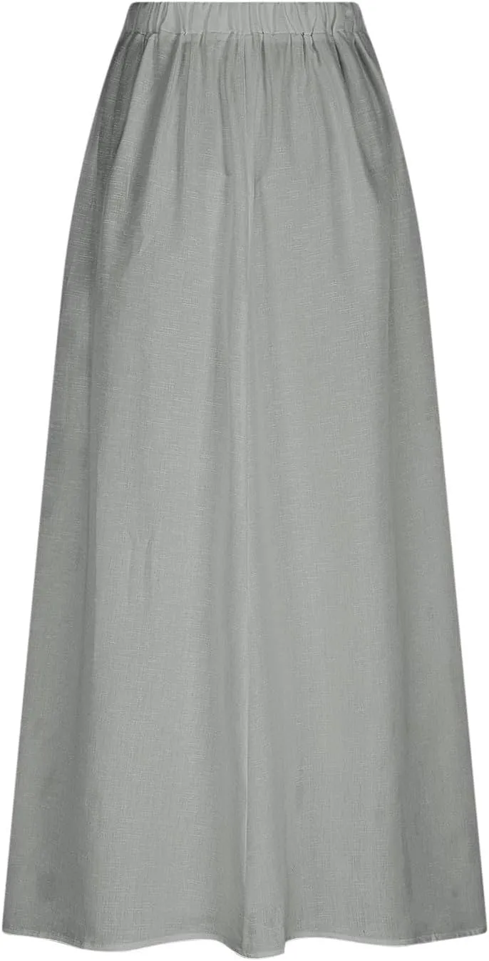 Women Casual Elastic High Waist Long Maxi Skirts Stretch Lightweight Plus Size Knee Length Skirt Summer Beach Dress