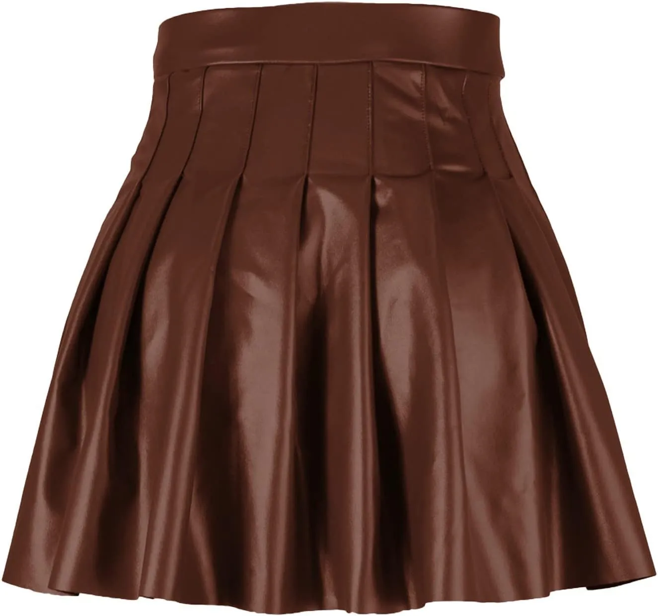Women Fashion Pleated Skirt Waist High Leather Skirt Short Elegant Solid Skirt Pleated Midi Pleated School Girl