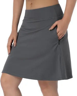 Women Skorts Skirts with Zipper Pockets,Athletic Golf Tennis Swim Skirts 20" Knee Length Skorts for Women
