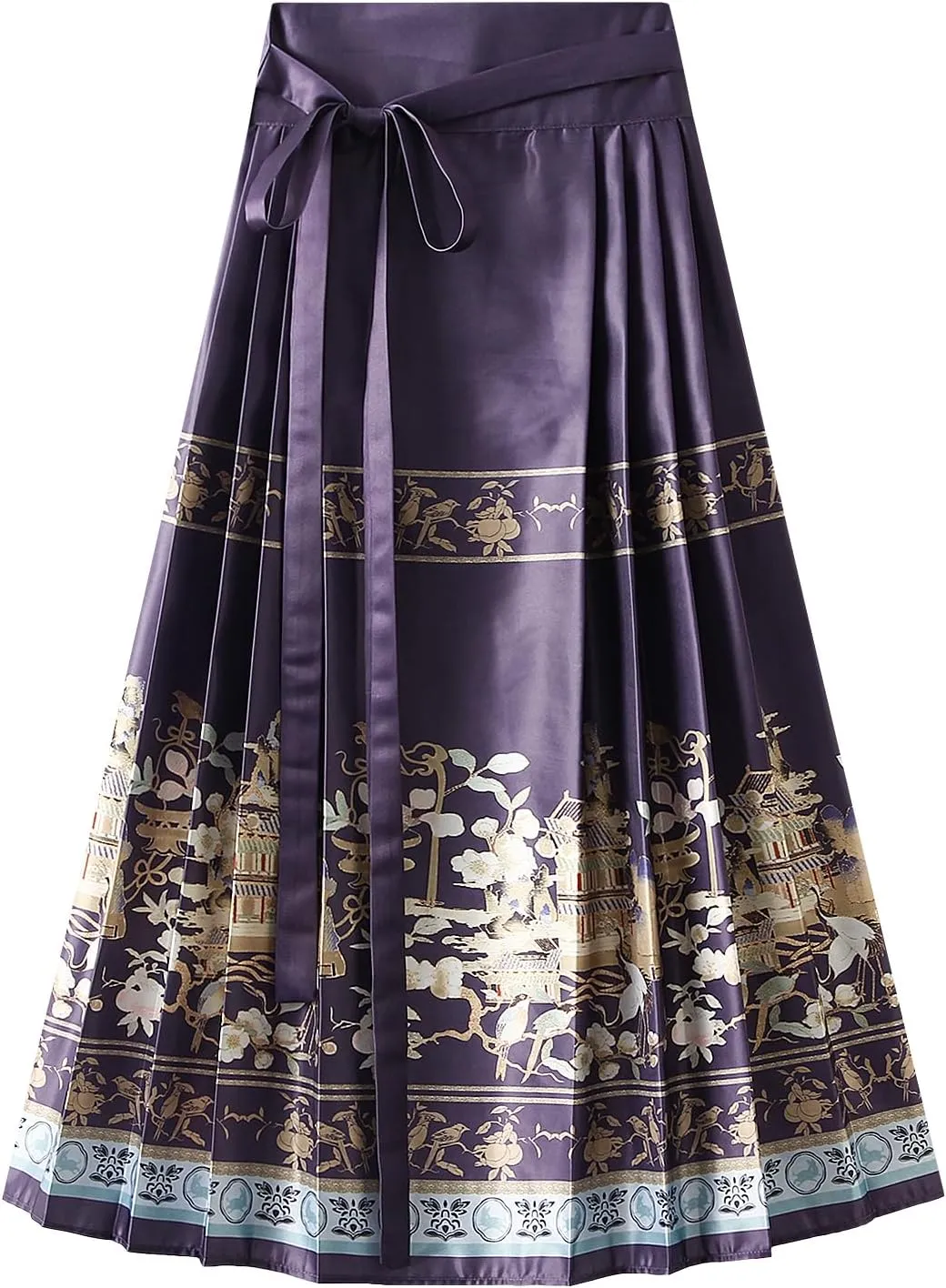 Women's 2024 Bohemian Long Skirts Elastic High Waist A Line Maxi Skirts Summer Casual Pleated Flowy Skirts