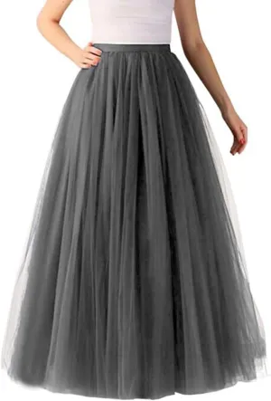 Women's A-Line High Waisted Midi Skirt Skirts for Women Pleated Princess Mesh Women Skirt Dancing Skirt Thin