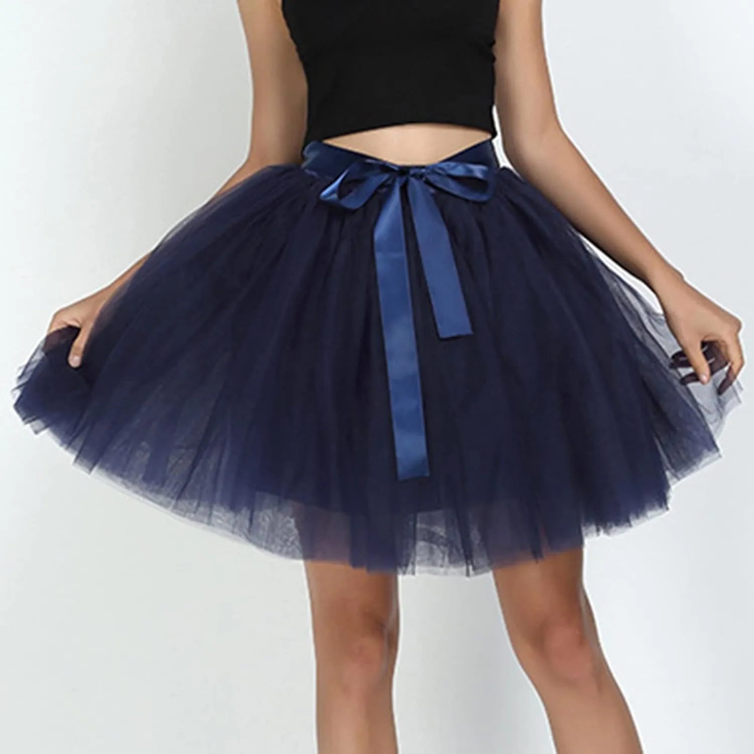 Women's A-Line High Waisted Midi Skirt Skirts for Women Trendy Lady's Princess Tutu Skirt Tulle Midi Knee Length