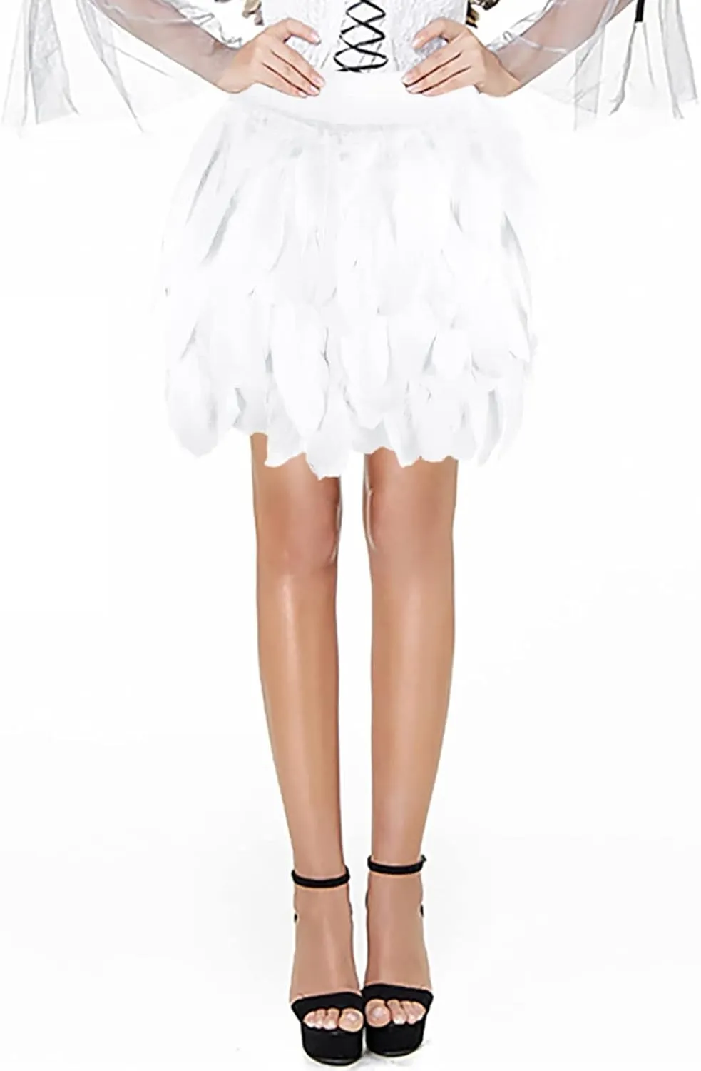 Women's A-Line High Waisted Midi Skirt Women's Performance Skirts European and American Stage Clothing Feather