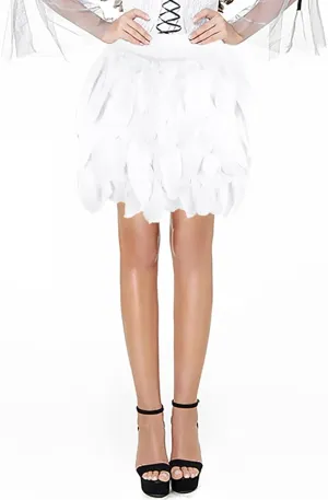 Women's A-Line High Waisted Midi Skirt Women's Performance Skirts European and American Stage Clothing Feather