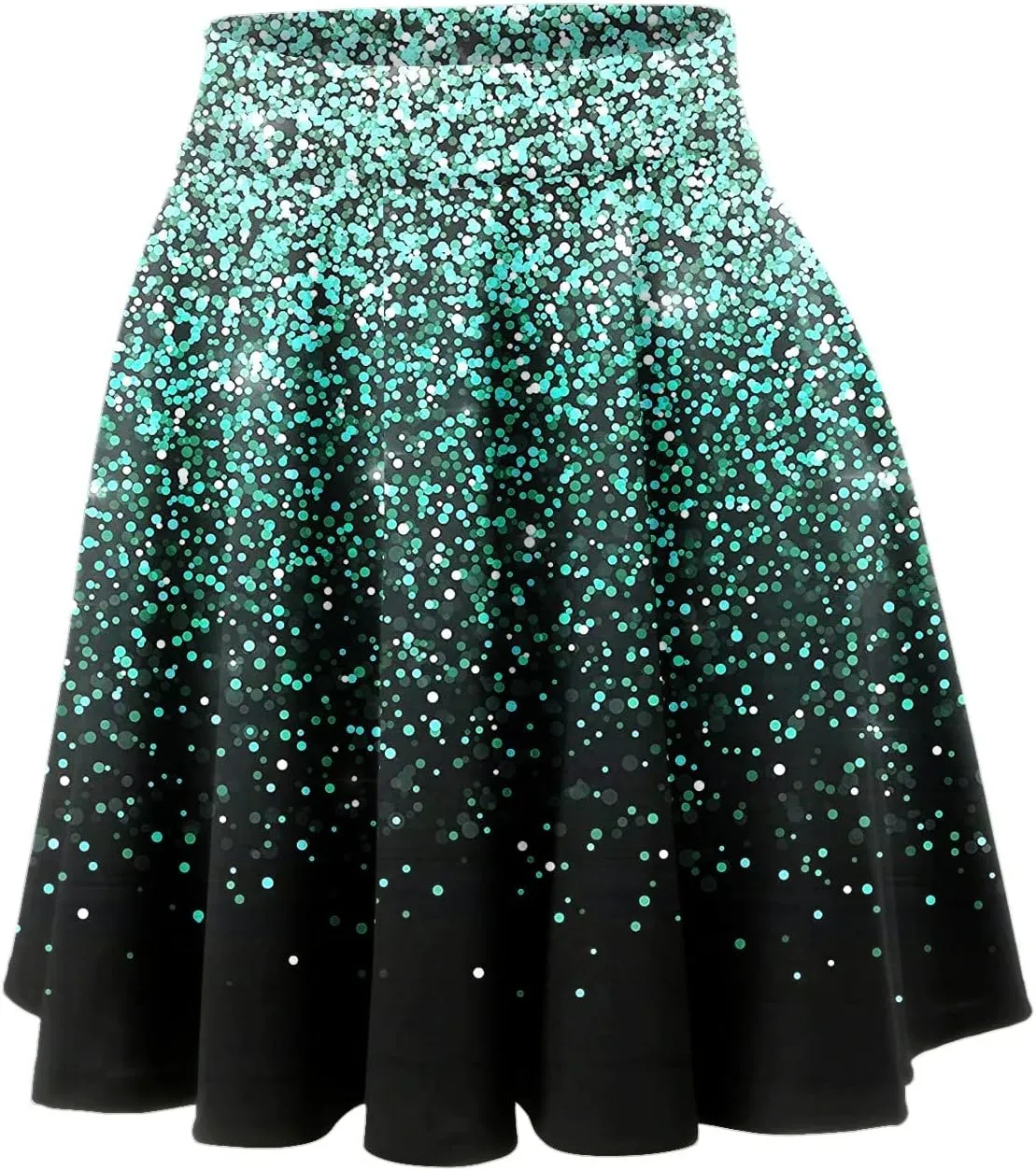 Womens A Line Midi Skirt High Elastic Waist Sequin Skirts Pleated Ruffle Hem Mini Vintage Elegant Casual Skirts