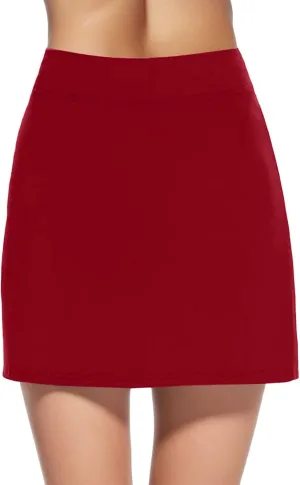 Women's Athletic Tennis Skirt High Waist Split Slit Hem Inner Shorts Skirts Running Sports Solid A-Line Golf Skorts