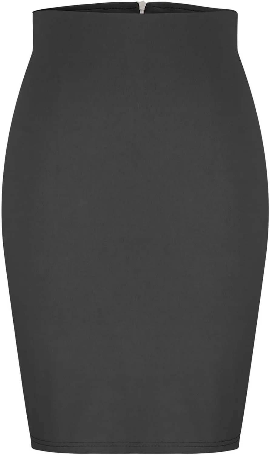 Womens Basic Pencil Skirt Knee Length Office Midi Bodycon High Waist Solid Color Dress Summer Casual Split Skirts