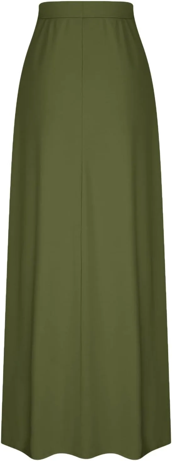 Women's Casual Maxi Skirts A Line Summer Skirts Drawstring Waist Boho Beach Skirt Boho Flowy Long Skirts Resort Wear