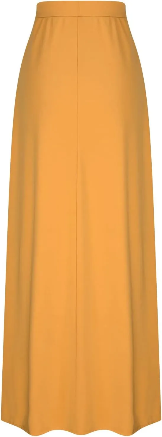 Women's Casual Maxi Skirts A Line Summer Skirts Drawstring Waist Boho Beach Skirt Boho Flowy Long Skirts Resort Wear