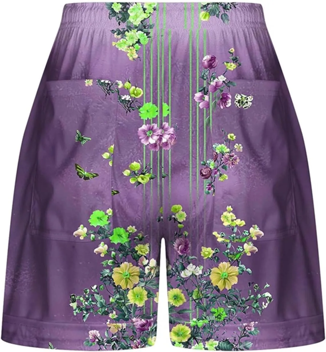 Womens Casual Shorts Fashion Floral Printed Drawstring Elastic Waisted Thin Style Short Summer Loose Comfy Crop Pant