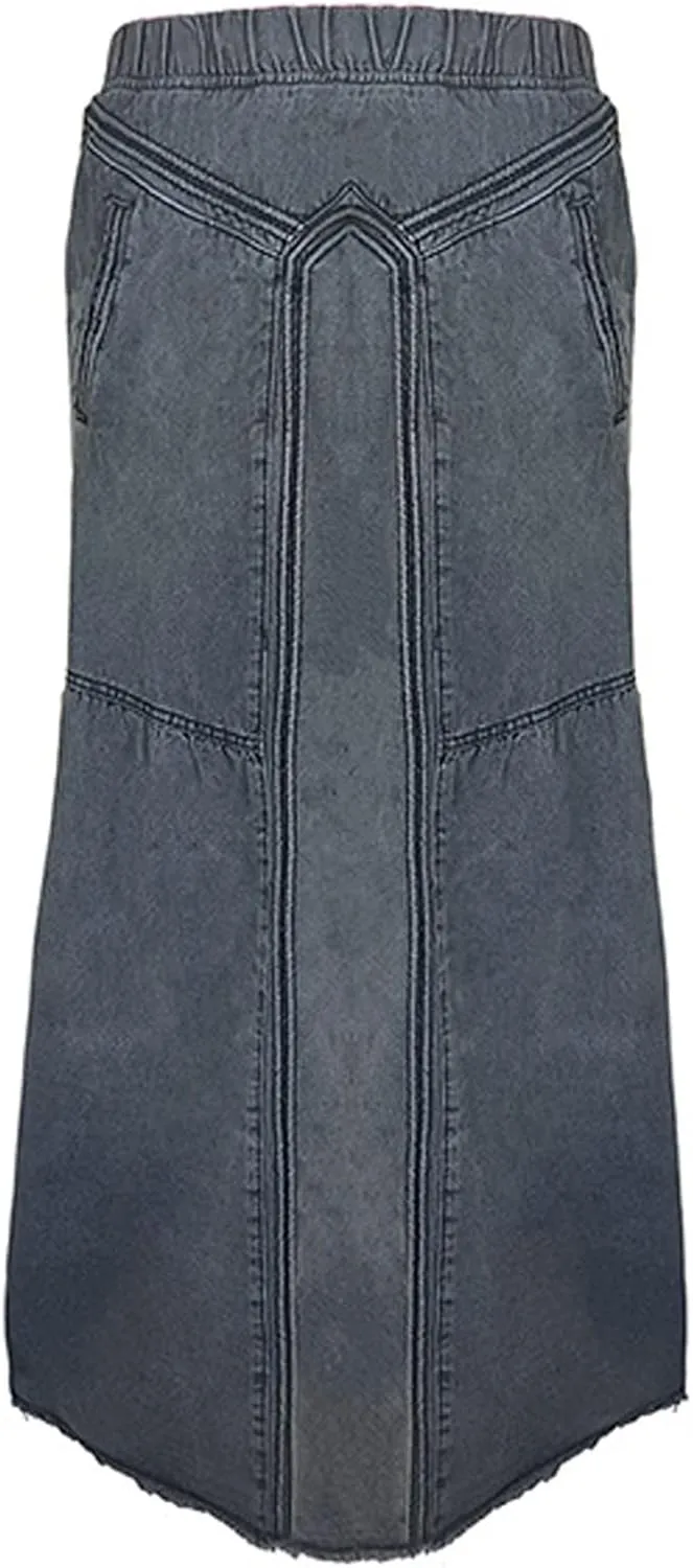 Women's Casual Skirts Women Fashion Denim Pencil Skirt High Waisted Blow Knee Blue Jeans Skirts Plaid Skirt for